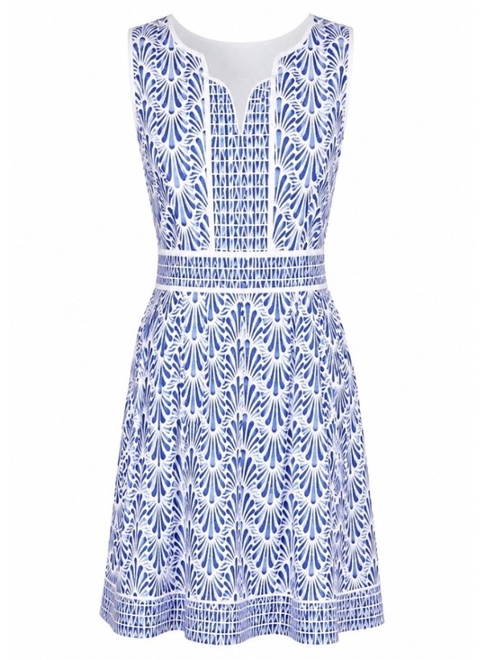 Talbots Dresses & Skirts - Talbots Fit and Flare Geometric Print Midi Dress Size 12 in EUC